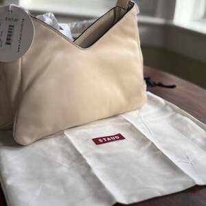 STAUD Valerie Leather Shoulder Bag in Cream- New with Tags- Retail $365